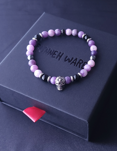 Lepidolite_Hematite_Agate Onyx_Skull_Box
